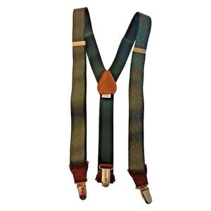 Men's Canvas Suspenders Green Elastics Clips Holders Made in U.S.A.